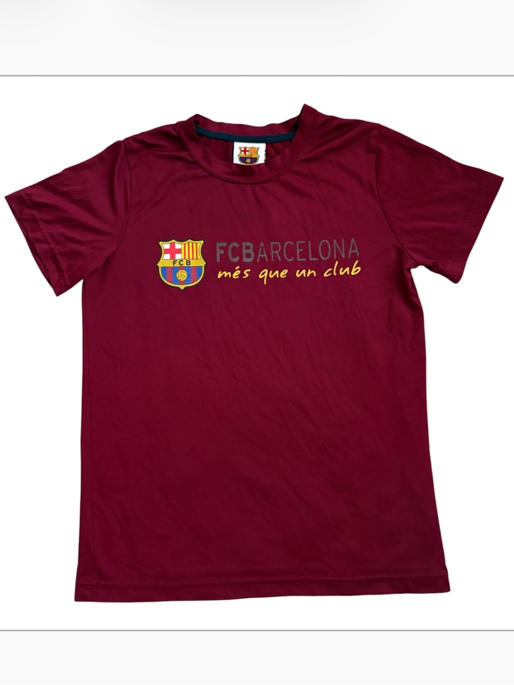 FC Barcelona Youth XL Burgundy Dri-Fit Performance Soccer Official Tee Shirt